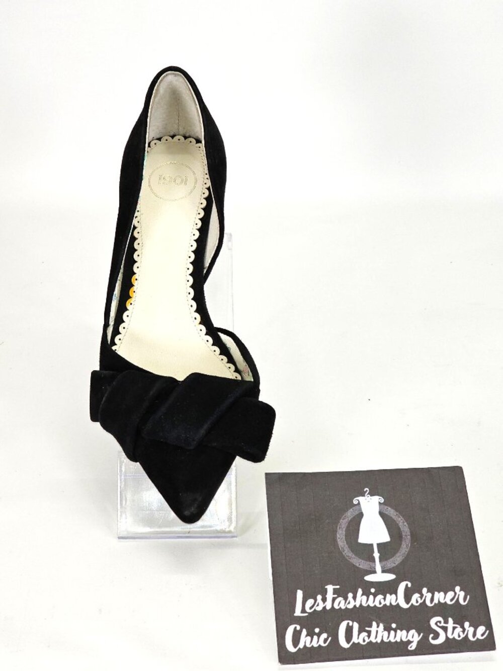 NWT 1901 Women's Black Velvet Barrett Bow Kitten Heels Size 6 1843 - Picture 13 of 15